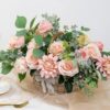 YYHUAWU Artificial Flowers Combo Box Set Gradient Color Flower Leaf with Stems for DIY Wedding Bouquets Centerpieces Baby Shower Party Home Decorations Peach
