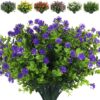 299708815103b3ef RECUTMS 12 Bundles Outdoor Artificial Flowers UV Resistant Fake Boxwood Plants, Faux Greenery for Indoor Outside Hanging Plants Garden Porch Window Box Home Wedding Farmhouse Décor(Yellow)