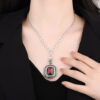 29993e24ab239129 Charms Vintage 12*16mm Emerald Ruby Pendant Chain Necklaces for Women Gemstone Lab Diamond tail Party Fine Jewelry Lady Gift