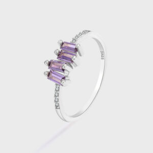 2999798db8486f54 NEW Trend Amethyst Rectangle Couple Rings For Women Purple Full Diamond Original Sterling S Sier Anniversary Gift Jewelry