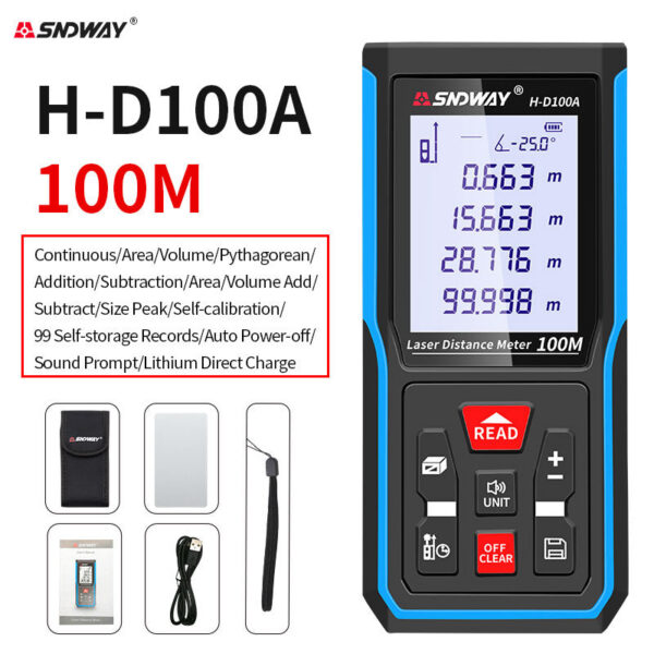 29a85a41c1883795 SNDWAY Laser Meter 50m 70m 100m 120m Rangefinder Digital Range Finder Trena Roulette Ruler Distance Measuring Tape