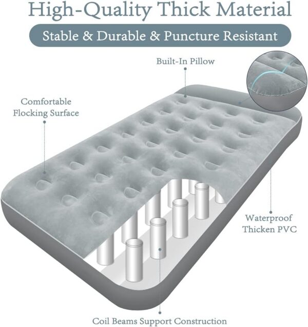 29abc446d89e24cd SAYGOGO Camping Air Mattress Travel Bed Sleeping Pad - Leak Proof Inflatable Mattress with Thickened Surface Built-in Pillow Air Bed for Home Camping SUV Truck RV Tent(Updated)