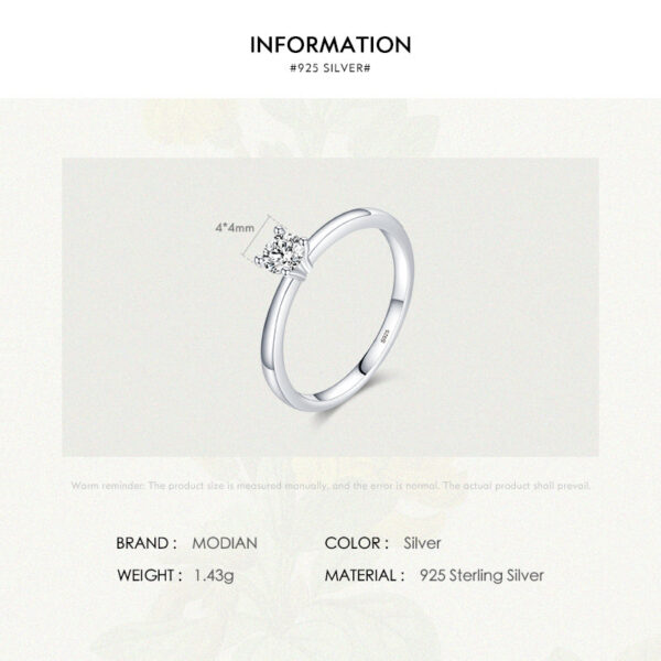 Modian Sterling Sier 10 Hearts Clear CZ Simulated Diamond Simple Wedding Bands Ring For Women Statement Engagement Jewelry
