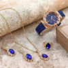 29bdf20940bf6543 New 5pcs Set Watches Women Leather Band Ladies Watch Simple Casual Womens Analog WristWatch Bracelet Gift Montre Femme