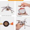Portable Camping Gas Stove with 1LB Propane Tank Adapter, Foldable Camp Stove Backpacking Stove with Piezo Ignition for Outdoor Hiking Cooking Burner