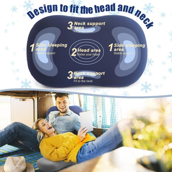 Camping Pillow for Sleeping, Memory Foam Travel Pillow, Cooling Small Pillow for Camp,Backpacking,Trip,Breathable & Waterproof Cover (1, Blue)