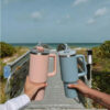 40oz Pink Tumblers Cup With Handle Insulated Stainless Steel Lids Straw Car Travel Mugs Coffee Tumbler Termos Cups ready to ship Water Bottles