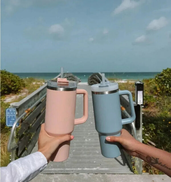 40oz Pink Tumblers Cup With Handle Insulated Stainless Steel Lids Straw Car Travel Mugs Coffee Tumbler Termos Cups ready to ship Water Bottles