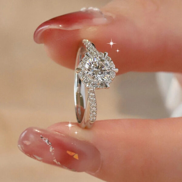 0.5/1CT Moissanite Engagement for Women D Color Sparkling Lab Diamond Fine Jewelry S Sier Rings Original Certified