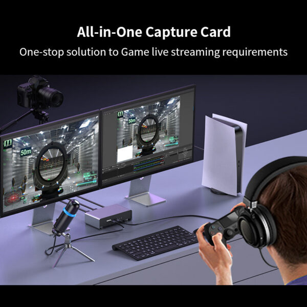 Unnk 4K 60Fps Video Capture Card USB C 3.1 Grabber Live Streaming 2K 120Fps Game Recording for PS5 Xbox Switch Phone Camera