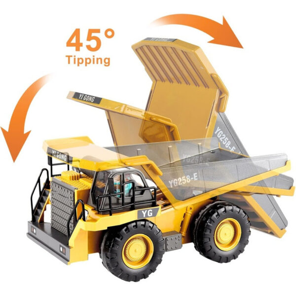 4WD Remote Control Excavator Toy Radio Controlled RC Dump Truck Vehicle Crawler Bulldozer Construction Car Gifts for Kids Boys