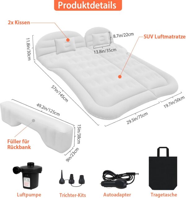 Auto Luftmatratze SUV Aufblasbare Matratze mit Pumpe MPV Air Bett Camping Auto Kissen Dickere Rücksitz Luftmatratze mit Zwei Kissen Für Camping Reisen Hinterhof Strand