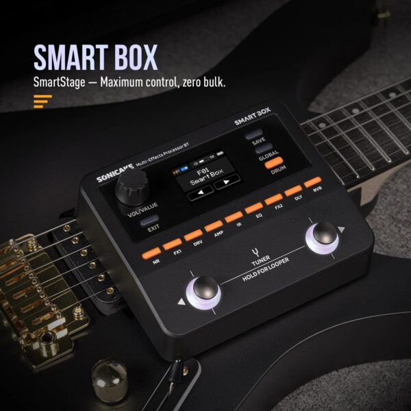 SONICAKE Smart Box Multi-Effects Processor for Guitar Bass 130+ Effects NAM/IR Support, Looper, Built-in Tuner/Metronome QME-20