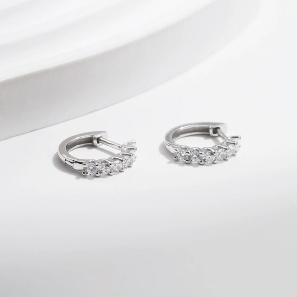 MODIAN D Color Moissanite Small Hoop Earrings 925 Sterling Silver Hollow Sparkling Ear Buckles For Women Wedding Fine Jewelry