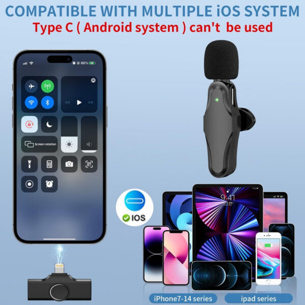 2a2a01dcb039934e IIQ Wireless iPhone iPad, Professional Lavalier Tiny Mic, Mini Microphone for Video Recording Interview Conference Podcast Vlog YouTube