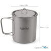 Lixada Ultralight Titanium 300/350/550/650ml Outdoor Cup Camping Picnic Water Mug Tableware with Foldable Handle