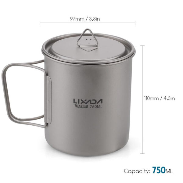 Lixada Ultralight Titanium 300/350/550/650ml Outdoor Cup Camping Picnic Water Mug Tableware with Foldable Handle