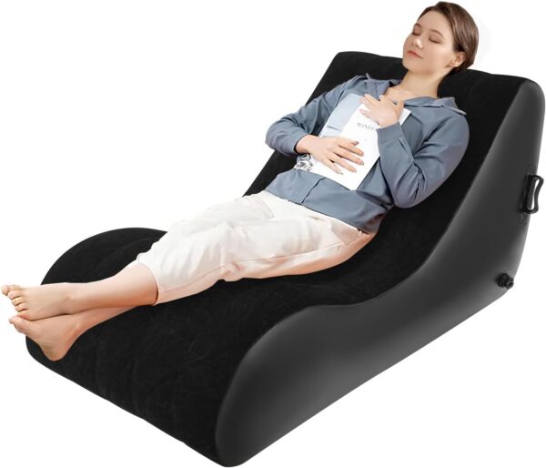 2a35c529fe6dee8b Inflatable Couch with Built in Pump - Upgraded Extra Size Air Lounger Sofa, Portable Folding Blow up Mattress, Inflatable Bed Waterproof Air Mattress Sofa Chair for Home, Camping/Rose-red