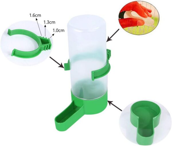 2a3748cf47f107e3 2Pcs Automatic Bird Feeder Bird Waterer & Feeder Parakeet Hanging Food Dispenser Bird Cage Accessories for Parrots Budgie, Cockatiel, Lovebirds (150 ml / 5.1 oz)