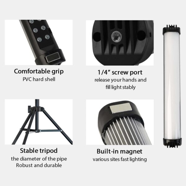 Portable RGB Magnetic Photography Lighting Handheld LED Stick Lamp Vlog Fill Light For YouTube Video Picture Shooting
