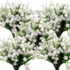 Grunyia 10 Bundles Artificial Fake Flowers, Faux Outdoor Plastic Plants UV Resistant Shrubs Outside Indoor Decorations (Purple-Eucalyptus)