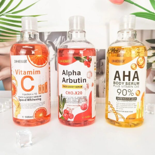 2a803c5120f10097 500ml Hyaluronic Acid, Nicotinamide Vitamin C AHA Face Serum Spots Eraser Corrector Whitening Moisturizing Lightening Body Serum