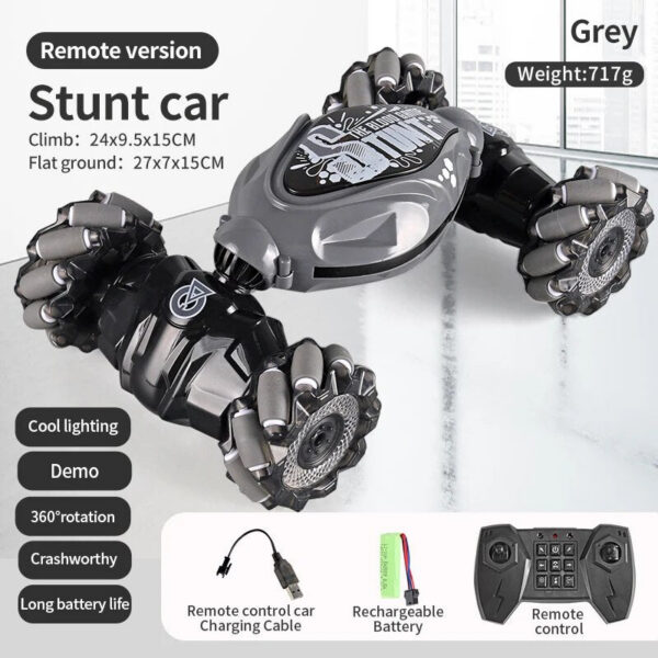 2a8c5be07bf6047e 4WD 1:16 Stunt RC With LED Light Gesture Induction Deformation Twist Climbing Radio Controlled Car Electronic Toys for Kids