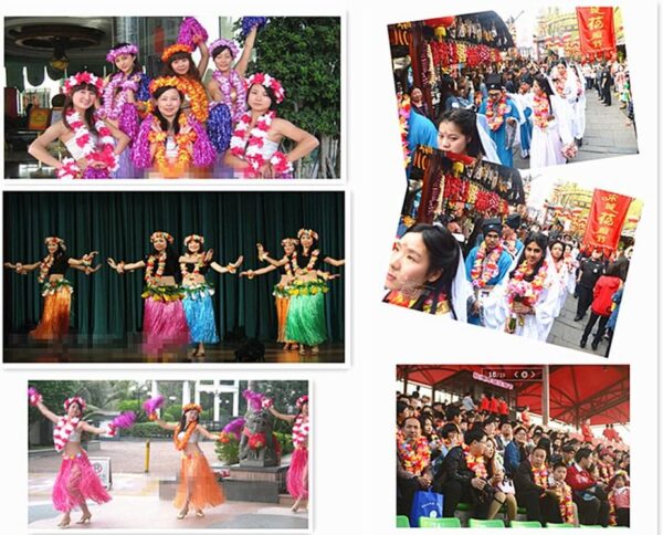2a8e351ae129d235 Hawaiian Hula Leis Dance Garland Artificial Flowers Neck Loop for Luau Party Costumes (Pink)