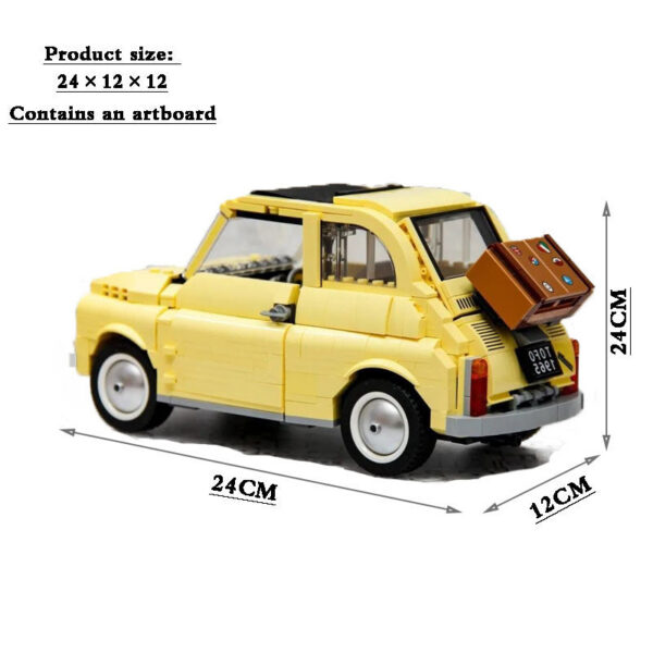 960PCS Technical Fiat 500 Building Blocks 10271 Classic Yellow Car Model Creator Assemble Vehicle Bricks Toys For Boys Kids Gift