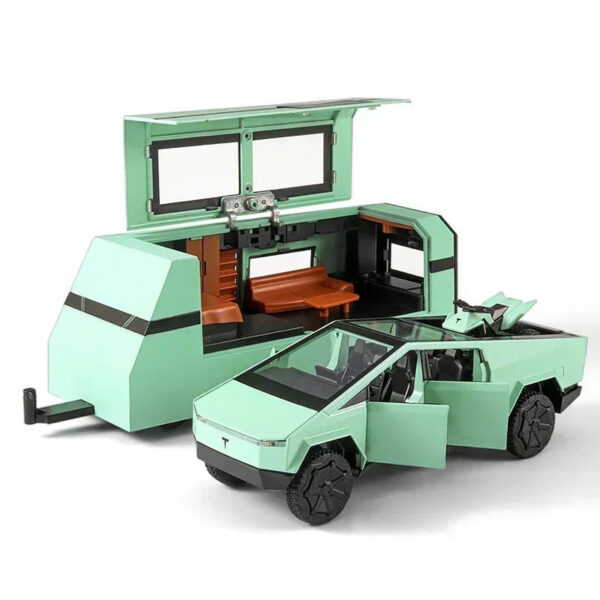 2abc5a7bce40dbbb 1:32 Tesla Cybertruck Pickup Trailer Alloy Car Model Diecast Metal Toy Off-road Vehicle Truck Model Sound & Light Kids Gifts