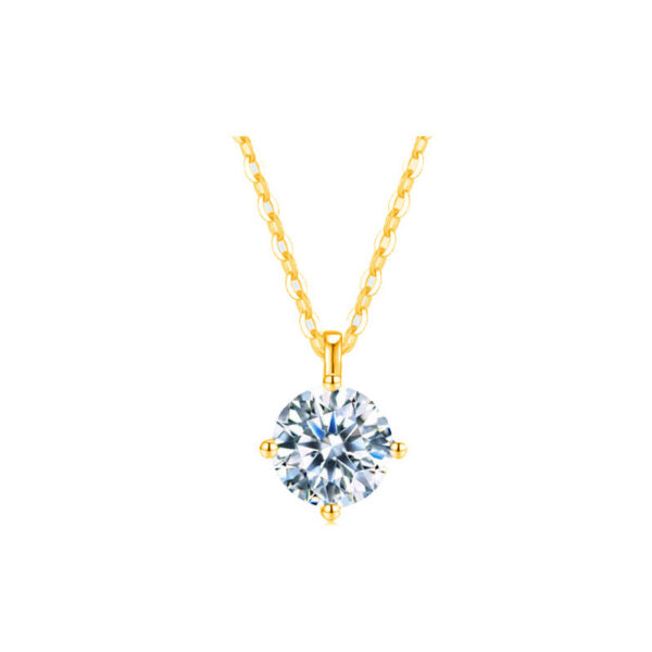 Stylever Certified Moissanite Diamond Classic Round Pendant Necklace for Women Sterling Sier Chain Wedding Jewelry
