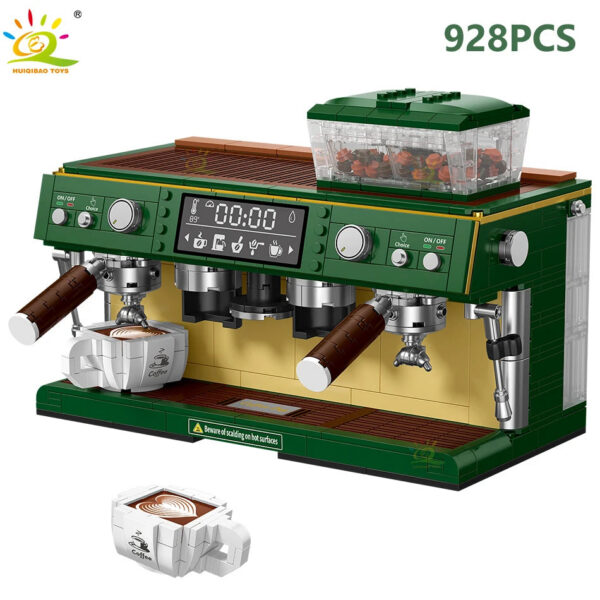 2add746f45bb6597 HUIQIBAO 928PCS MOC Coffee Machine Model Micro Building Blocks Mini Diamond City Friend Bricks Set Children Toys Kids Girl Game