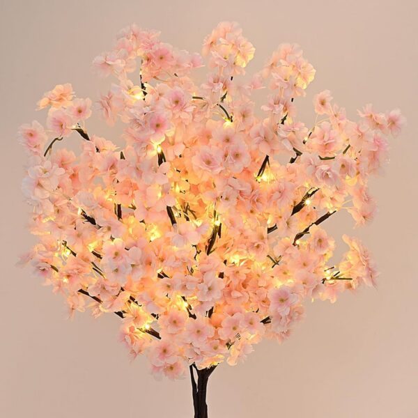 Sunm Boutique 8-Pack 47.2 Ft Artificial Cherry Blossom Garland Cherry Blossom Hanging Vine with 65.6 Ft Long 160 LED String Lights Silk Sakura Vines Garland for Wedding Party Home Decor, Pink