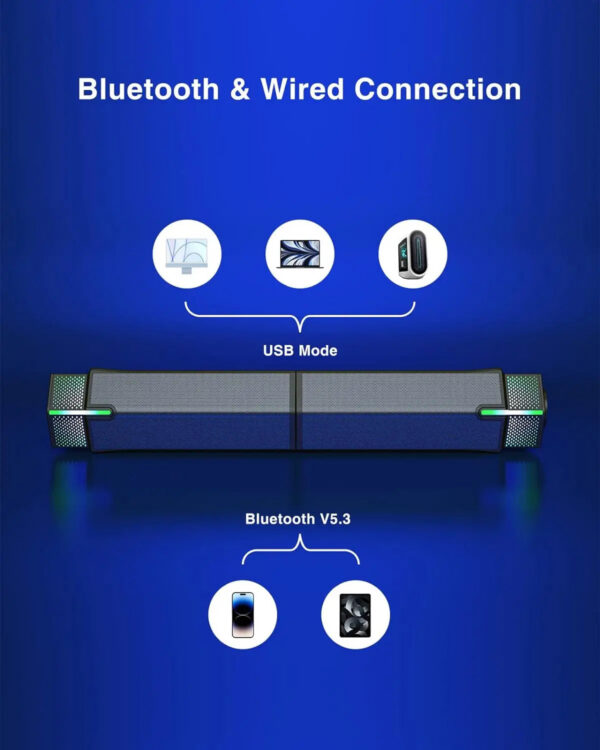 2af402c57bd41ca1 Jeecoo M20 Bluetooth Computer Speakers for PC Desktop Monitor, Wired USB-Powered,Combine/Separate to Customize Your Desk