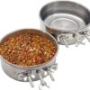 2b0bb339ead2d21e PINVNBY Parrot Feeding Cups Birds Food Dish Stainless Steel Parrot Feeders Water Cage Bowls with Clamp Holder for Cockatiel Conure Budgies Parakeet Parrot Macaw Small Animal Chinchilla Pack of 2