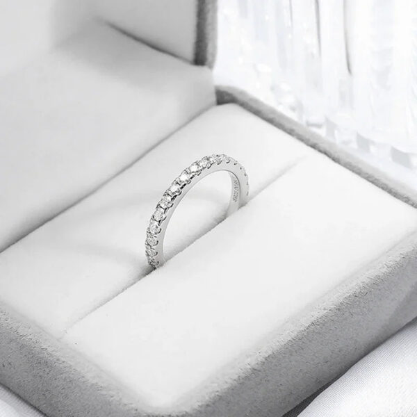 Smyoue 0.9ct 2mm Moissanite Ring for Women Men Full Enternity Match Wedding Diamond Band 100% Solid Sier Stackable Rings