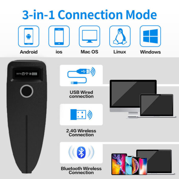 Barcode Wireless 1D 2D Code Scanner USB Bluetooth Mini Pocket QR Reader IOS Android Windows for Mobile Payment