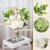 2b162ffc4f4f3090 CEWOR Faux Flowers in Vase, 1 Pack, Artificial Rose Faux Flowers in Vase for Centerpiece Table Decorations and Home Office Decor