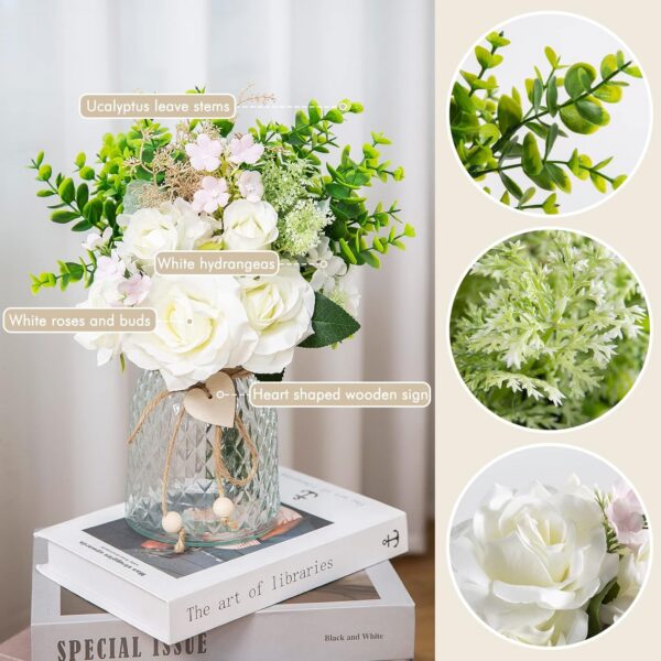 2b162ffc4f4f3090 CEWOR Faux Flowers in Vase, 1 Pack, Artificial Rose Faux Flowers in Vase for Centerpiece Table Decorations and Home Office Decor