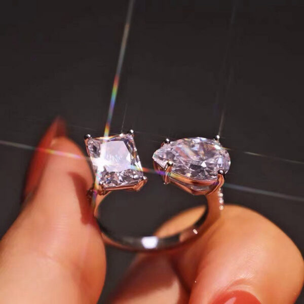 2b1a96b7c5d2cd35 Hot New Sterling Sier Pear Cut Emerald cut Simulated Diamond Wedding Party Vintage Open Ring Fine Jewelry Christmas Gifts