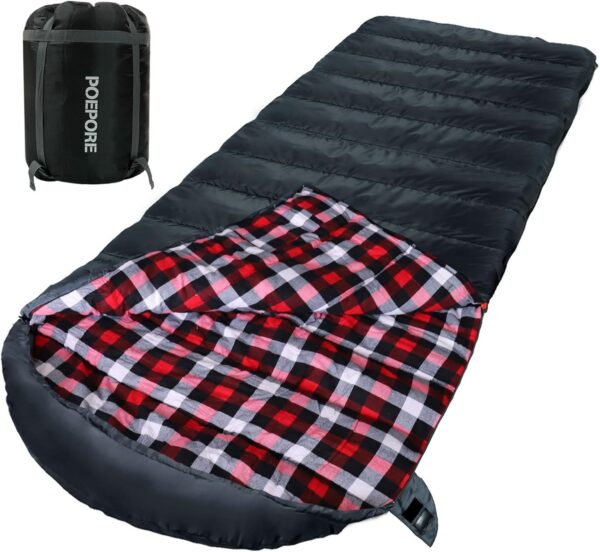 2b28c82958c4a96e Poepore Schlafsack Outdoor Winter für Erwachsene Extra Breit 3-4 Jahreszeiten XXL Schlafsäcke Warmer Baumwolle Flanell Deckenschlafsack beim Camping Wandern Abenteuern 230 * 100CM