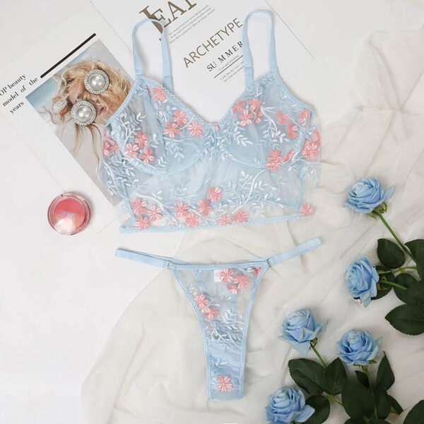 2b67a0f55a538c82 Porn Women 2 Pieces Sexy Lingerie Set See Through Lace Floral Bra Brief Underwear Erotic Lingerie Sets