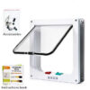2b69c6f8f4475c09 Cat Flap Door with 4 Way Security Lock Controllable Switch Transparent ABS Plastic Gate Puppy Kitten Safety in&out Pet Doors Kit