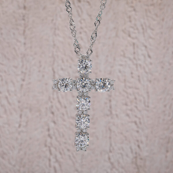 2b750fb83666f836 AnuJewel 4MM 2.1 Carat D Color Moissanite Diamond Cross Pendant Necklace Sterling Sier Gold Plated Customs Jewelry