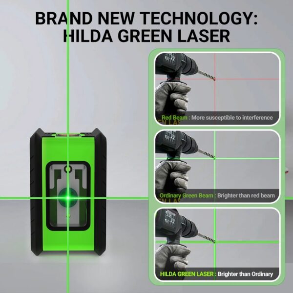 2b88447df7ef7208 Hilda 2 Mini Lines Level Self Levelling Green Beams Laser Horizontal & Vertical Cross-Line