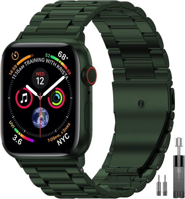 2b97f11bb338ef33 EPULY Compatible with Apple Watch Band 42mm 44mm 45mm 38mm 40mm 41mm, Business Stainless Steel Metal Wristband for iWatch SE & Series 7 6 5 4 3 2 1 for Men Women (Silver, 41mm 40mm 38mm)