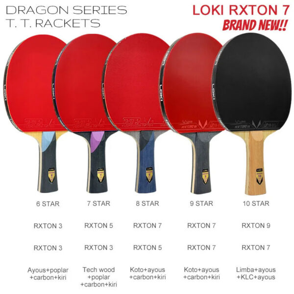 2bd54b2fbbe6d267 LOKI DRAGON Series Table Tennis Racket Professional Offensive Ping Pong Racket Paddle Bat 5 Wood 2 Carbon 6/7/8/9/10 Stars