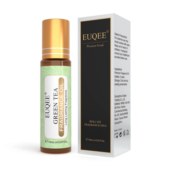 EUQEE 10ml Roller Men's Aroma Oils Long Lasting Fragrance Oil-Leather Dragons Blood Vanilla Musk Green Tea Amber Romance Oils