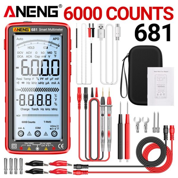 2bed045be6a9e349 ANENG 681 Rechargable Digital Professional Multimeter Non-contact AC/DC Voltage Meter LCD Screen Current Tester
