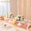 NUPTIO Flower Balls for Wedding Centerpieces - 2 Pcs 9.5 inch Diameter Fake Flower Ball Arrangement Bouquet Party Centerpieces for Tables - Dusty Blue Rose Bouquet Centerpiece Flowers for Table